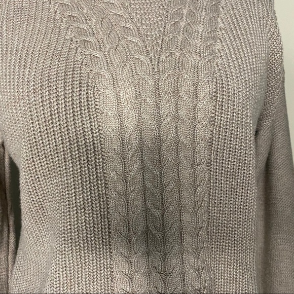 Banana Republic Med Taupe Cowl Cable Sweater - Picture 5 of 8